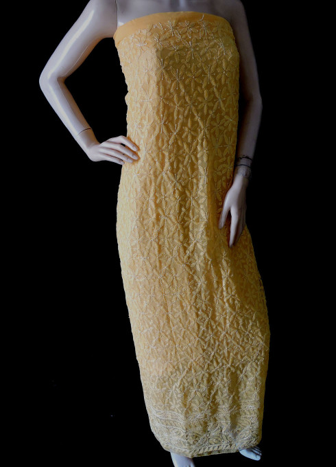 ISHIEQA's Yellow Georgette Kurti Fabric - VC0101D