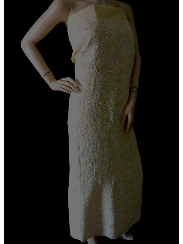 ISHIEQA's Beige Kota Doria Kurti Fabric-VC0105D