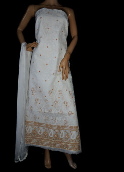 ISHIEQA's White-M Cotton Chikankari Dress Material-KL0223C