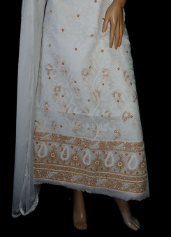 ISHIEQA's White-M Cotton Chikankari Dress Material-KL0223C