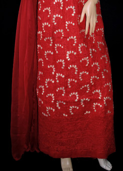 ISHIEQA's Red Cotton Chikankari Dress Material-KL0225C