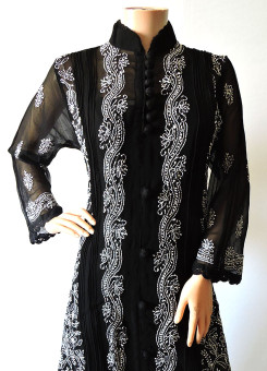ISHIEQA's Black Georgette Chikankari Kurti  - DC0301C