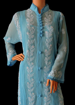 ISHIEQA's Blue Georgette Chikankari Kurti  - DC0301C