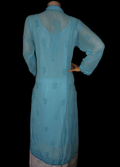 ISHIEQA's Blue Georgette Chikankari Kurti  - DC1402C