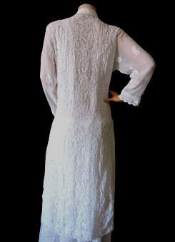 ISHIEQA's Designer White Georgette Chikankari Kurti  - DC0901B