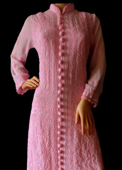 ISHIEQA's Designer Pink Georgette Chikankari Kurti  - DC0901B