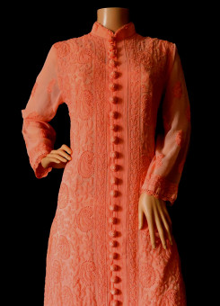 ISHIEQA's Designer Peach Georgette Chikankari Kurti  - DC0901B
