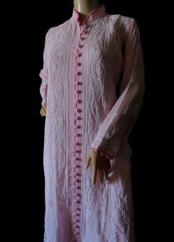 ISHIEQA's Pink Georgette Chikankari Kurti  - DC2201C