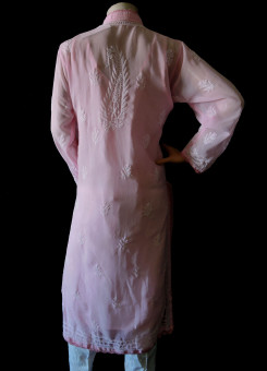 ISHIEQA's Pink Georgette Chikankari Kurti  - DC2201C