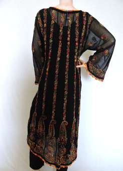 ISHIEQA's Black Georgette Chikankari Anarkali Kurti- DC1403C