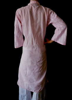 ISHIEQA's Pink Cotton Chikankari Kurti- DC1202B