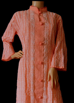 ISHIEQA's Peach Cotton Chikankari Kurti  - DC1202B
