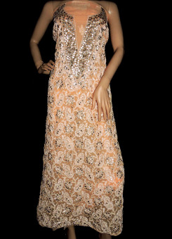 ISHIEQA's Orange Georgette Gotta-Patti Kurti Fabric-RC0503B