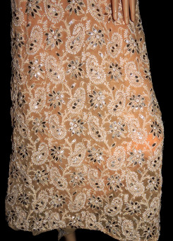 ISHIEQA's Orange Georgette Gotta-Patti Kurti Fabric-RC0503B