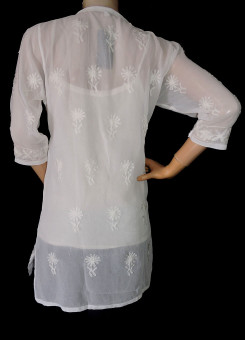 ISHIEQA's Aari Work White Georgette Top - DC0701C