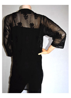 ISHIEQA's Aari Work Black Georgette Top - DC0701C