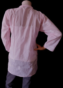 ISHIEQA's Pink Cotton Chikankari Top - DC0116B