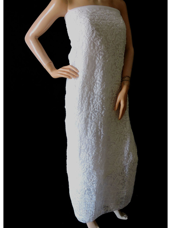 ISHIEQA's White-B Georgette Kurti Fabric - VC0102D