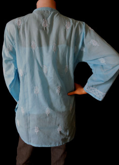 ISHIEQA's Blue Cotton Chikankari Top - DC0116B