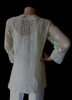 ISHIEQA's Lemon Georgette Chikankari Top - LU0103B