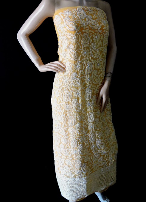 ISHIEQA's Yellow-B Georgette Kurti Fabric - VC0102D