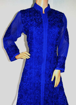 ISHIEQA's Aari work Ink Blue Georgette Kurti  - DC0901C