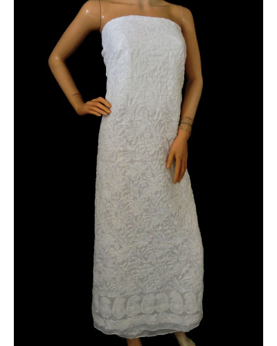 ISHIEQA's White Cotton Kurti Fabric - MV0204C