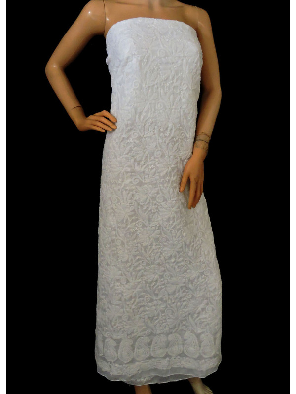 ISHIEQA's White Cotton Kurti Fabric - MV0204C