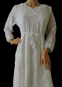 ISHIEQA's Aari work White Georgette Anarkali Kurta  - DC0505B