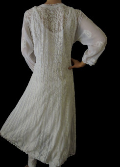 ISHIEQA's Aari work White Georgette Anarkali Kurta  - DC0505B
