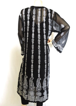 ISHIEQA's Black Georgette Anarkali Kurti - DC1202C