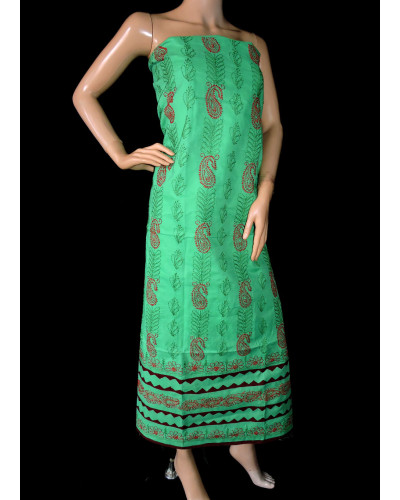 ISHIEQA's Green-R Cotton Chikankari Kurti Fabric -KL0314C