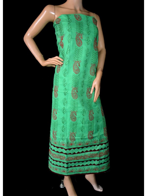 ISHIEQA's Green-Y Cotton Chikankari Kurti Fabric -KL0314C