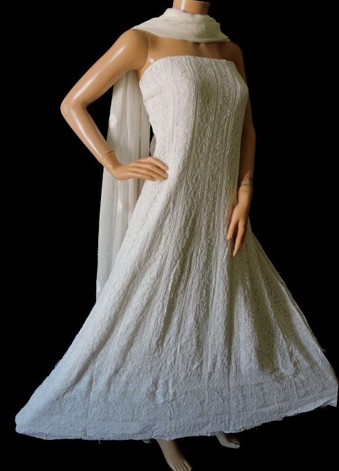 chikankari anarkali gown