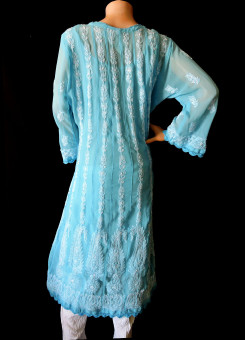 ISHIEQA's Blue Georgette Anarkali Kurti - DC1202C