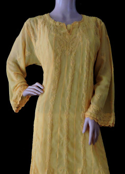 ISHIEQA's Yellow Georgette Anarkali Kurti  - DC1203C