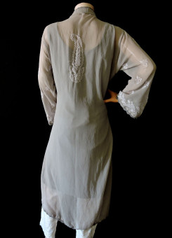 ISHIEQA's Grey Georgette kalidaar Kurti  - DC0123B