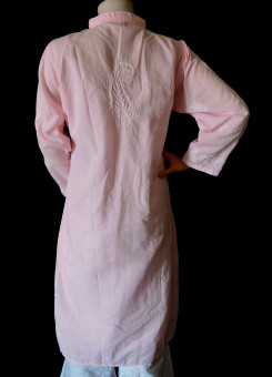 ISHIEQA's Pink Chikankari Cotton Kurti  - MV0302D