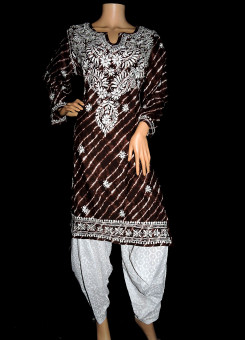 ISHIEQA's Brown Cotton Chikankari Kurti  - SF0401B
