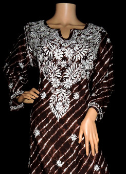 ISHIEQA's Brown Cotton Chikankari Kurti  - SF0401B