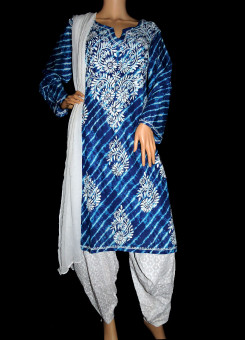 ISHIEQA's Blue Cotton Chikankari Kurti  - SF0401B