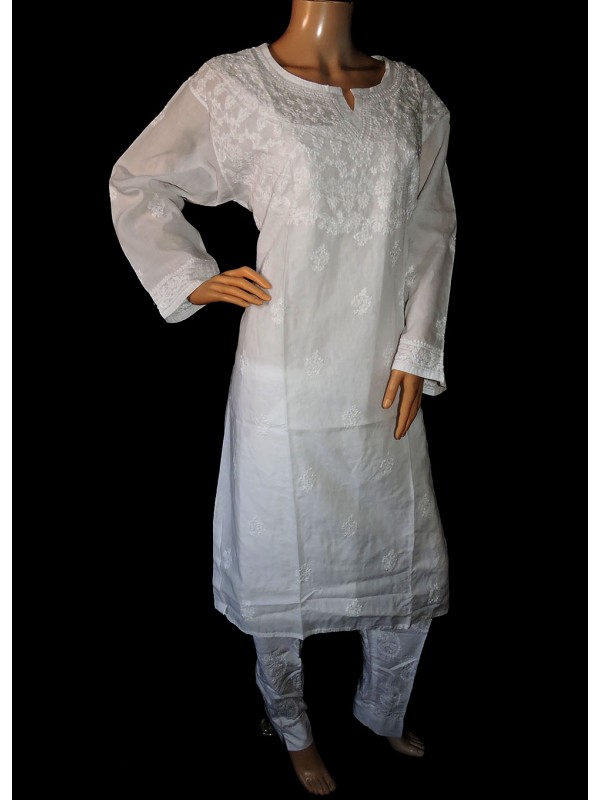 Buy White Cotton Chikankari Kurti Online In India At Discounted Prices