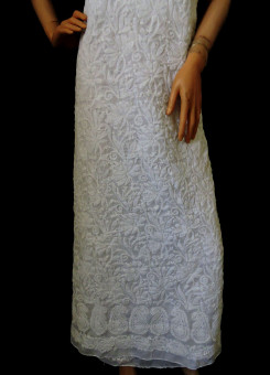 ISHIEQA's White Cotton Kurti Fabric - MV0204C