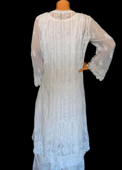 ISHIEQA's White Chikankari Georgette Anarkali Kurti - DC1203C
