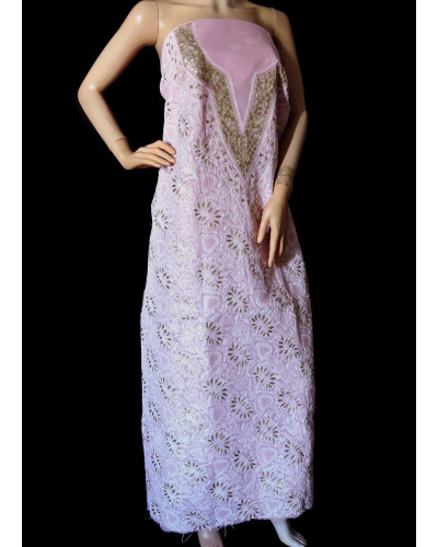 ISHIEQA's Pink Cotton Gotta Patti Kurti Fabric - DC2408C