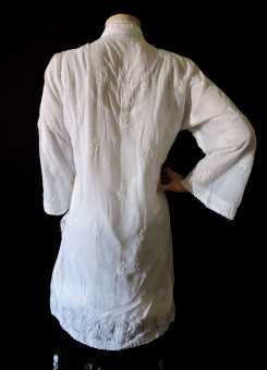 ISHIEQA's White Cotton Chikankari Kurta- MV0311D