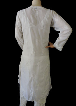 ISHIEQA's White Chikankari Cotton Kurti  - MV0205D