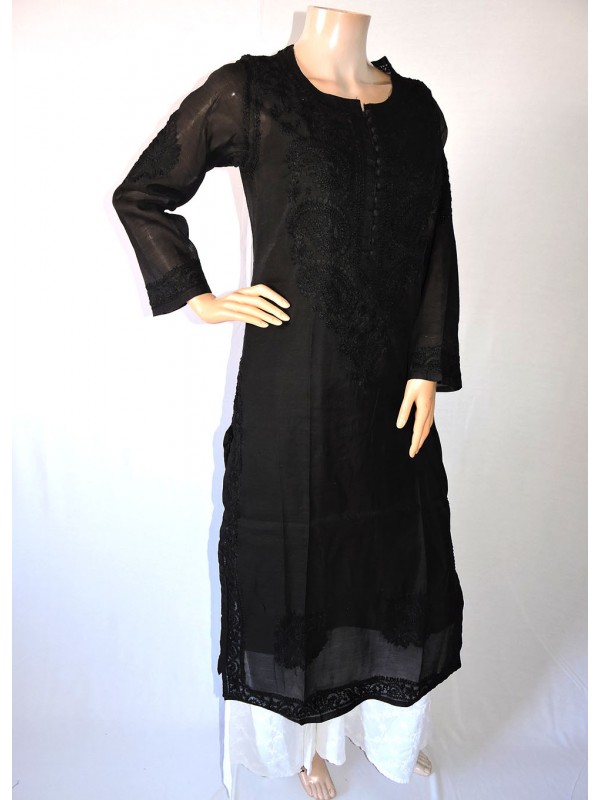 Classic Black Chanderi with Hand Embroidery - Gawaksh Boutique