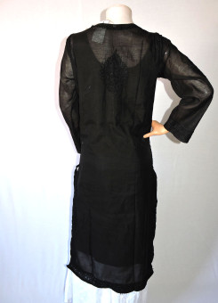 ISHIEQA's Black Chikankari Chanderi Kurti  - RR0101D
