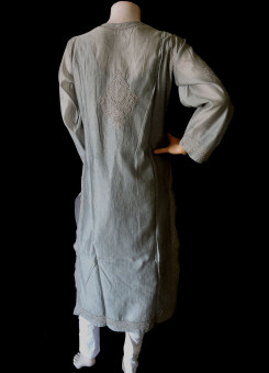 ISHIEQA's Grey Chikankari Chanderi Kurti  - RR0101D